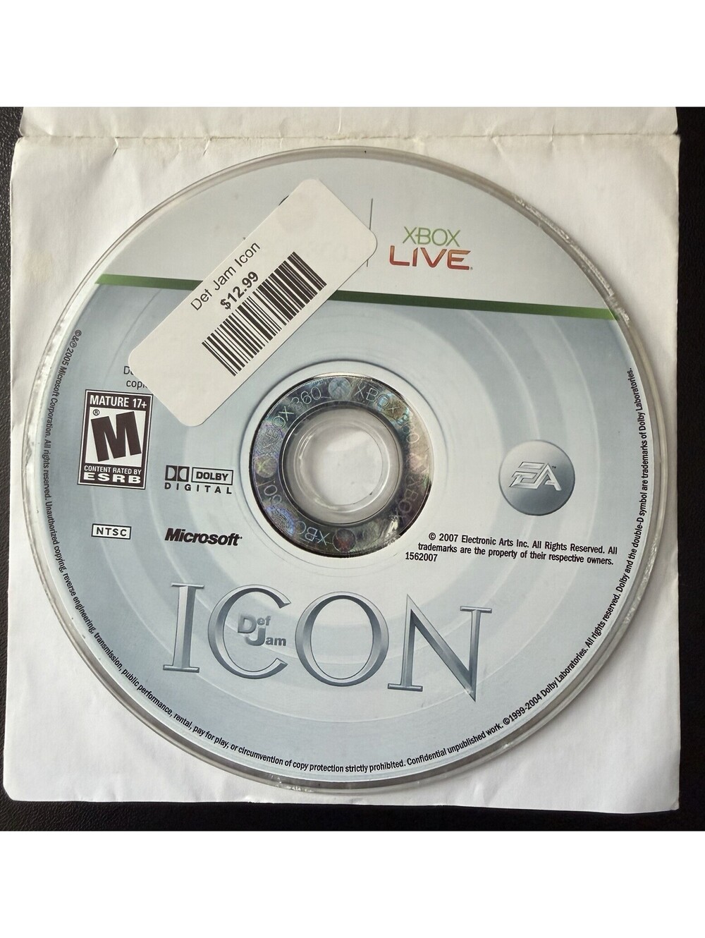 Def Jam Icon Microsoft Xbox 360 - Disc Only Tested & Working
